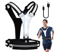 USB Running Chest Light - LED Belt Bag Lighting, Reflective Running Safety | Vest | Weather Visibility Gear for Night Jogging, Cycling, Walking, Running, white, Se référer au descriptif, Refer to