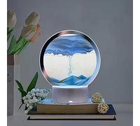 USB Sand Painting Table Lamp Night Light, 3D Natural Dynamic Scenery Creative Art Sand Decorative Home Gifts Bedside Ambient Sand Painting LED Table Lamp (Blue)