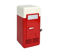 USB Small Fridge Refrigerator LED Light Cooling and Warmer, Red | Home Car Freezer, Portable Powered Cool Heat Cooling and Warmer Box, Cosmetic Fridge Multipurpose Appliance