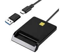 USB Smart Card Reader ID Card Reader for PC Contactless Cards, Payment Machine Tachograph Cards Reader Track Driver Data Compatible with Windows Mac Linux OS Android (with Type C to USB Connect)
