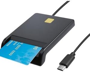 USB Smart Card Reader ID Card Reader for PC Contactless Cards, Payment Machine Tachograph Cards Reader Track Driver Data Compatible with Windows Mac Linux OS Android (with Type C to USB Connect)