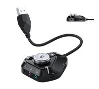 USB Sound Card, Multi-Port Expansion Solution, 6.7x6x2cm, External Sound Card, Volume Control Device, Driver-Free Setup, For Headphones Microphones Streaming Recording