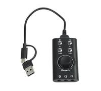 USB Sound Card, Virtual 7.1 Surround Audio Adapter with Volume Control for PC Laptop Desktop Headset, USB to 3.5mm Jack Converter
