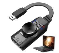 USB Sound Card - Virtual Surround Audio, Plug and Play Adapter, Stereo Amplifier with Easy Volume Control | Universal Headset Adapter for Computer Games, Streaming Entertainment