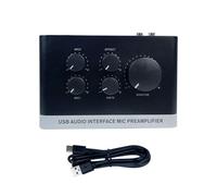 USB Sound Interface, 24bit, 192khz, 48V Aluminum Alloy Phantom Power Sound Mixer Mic Preamplifie for PC Recording Podcasting with Guitarist, Vocalist, Podcaster or Producer