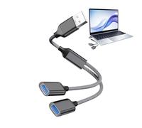 USB Splitter 2 Port, USB Male to Double Female Extension Cord Adapter, U-sb splitter, 1 In 2 Out Dual Extender Hub Compatible with Laptop Car for Flash Drive etc, Data Power Charger Split Converter
