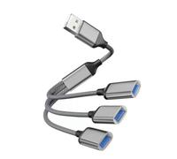 USB Splitter 3 Port, USB Extender Hub Adapter for Laptop PC, Nylon Braided Male to Double Female Converter for Flash Drive Keyboard