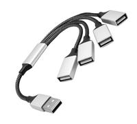 USB Splitter 4 Port 0.3m USB 1 in 4 Out Splitter Adapter Nylon Braided Y Extension Hub Cable USB A 2.0 Male to 4 Female Data Charger Power Split Multi-Port Converter for Car Laptop Xbox PS4 PS5