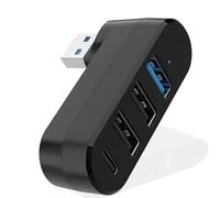 Usb Splitter 4 Port Hub Rotatable 90°/180° with 3 Usb Ports 1 Usb C Power/Data Port Data Transfer Usb 3.0 2.0 Extender Adaptors Multi Ports Extension for Laptop Car Ps5 Ps4 Pc Keyboard