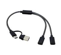 USB Splitter Cable + Type C Male To 2/3 Female Extension Cord Connectors Port Hubs Data&Charging Power Split Adapters USB C Female To Male Adapters