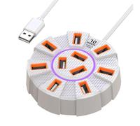 USB Splitter, USB Hub for Laptop | PC Adapter Station, 10 Ports 4K Docking Station, 5GBps USB Splitter, Fast Data USB 3.0 Ports, Card Reader for Laptop