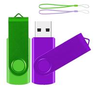 USB Stick 1 GB Pack of 2, ABLAZE Colour Gradient Memory Stick Rotate Metal Colourful Memory Stick High Speed USB 2.0 Flash Drive (Green/Purple)