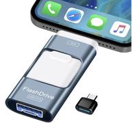 USB Stick 128GB,Flash Drive for iPhone-4 in 1 Photo Memory Stick External Storage Pen Drive Compatible for IOS/Android/Tablet/PC and Devices (Blue, 128G)