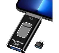 USB Stick 128GB,Flash Drive for iPhone 6/7/8/11/12/13/14/X/XR - 4 in 1 Photo Memory Stick External Storage Pen Drive Compatible for IOS/Android/Tablet/PC and Devices (Black, 128G)