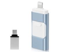 USB Stick 128GB for iPhone, No APP Needed, 4-in-1 Flash Drive for iPhone/iPad/Android/PC, USB Photo Stick, Plug and Play, Enabling Swift Transfer of Photographs and Videos