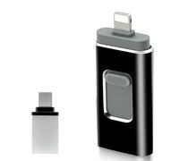 USB Stick 128GB for iPhone, No APP Needed, 4-in-1 Flash Drive for iPhone/iPad/Android/PC, USB Photo Stick, Plug and Play, Enabling Swift Transfer of Photographs and Videos