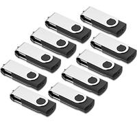 USB Stick 16GB, AreTop Memory Stick Pack of 10 Flash Drive, 2.0 16GB Thumb Drives Pen Drives, Swivel Design, with LED Indicator for Computer/Tablet/Laptop/Car/TV(10 Black With Lanyard)