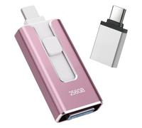 USB Stick 256GB for iPhone, [MFi-certified] 4-in-1 Flash Drive for iphone, Photo Stick for iPhone/iPad/Android/PC, Without App USB 3.0 High-Speed Lightnning Memory Stick Transfer Photos Videos, Pink