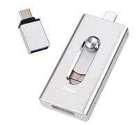 USB Stick 256GB for iPhone, [MFi-certified] 4-in-1 Flash Drive for iphone, Photo Stick for iPhone/iPad/Android/PC, Without App USB 3.0 High-Speed Lightnning Memory Stick Transfer Photos Videos,Silver