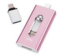 USB Stick 256GB for iPhone, [MFi-certified] 4-in-1 Flash Drive for iphone, Photo Stick for iPhone/iPad/Android/PC, Without App USB 3.0 High-Speed Lightnning Memory Stick Transfer Photos Videos, Pink