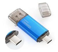 USB Stick 32 GB, 2 in 1 OTG Memory Stick 32 GB USB 2.0 Pen Drive Memory Stick Type C USB Stick 32 GB for Smartphones, Computer, Laptop, etc. (Blue)