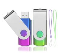 USB Stick 32 GB Pack of 2, ABLAZE Colour Gradient Memory Stick Rotate Metal Colourful Memory Stick High Speed USB 2.0 Flash Drive (Green/Purple)