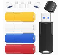 USB Stick 64GB 3.0,Wooolken Flash Drive 5 Pack, Memory Sticks with 5 Type-C OTG Adapters & Lanyard, High Speed Pendrive for PC Laptop Mac Car Audio Smart TV（Multicolour）