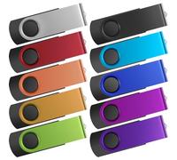 USB Stick 8GB Bulk Pack of 10, USB 2.0 Flash Drives Metal Value Memory Sticks 8 Giga, Kepmem Swivel U Disk Multicoloured Pendrives Portable Keychain Pen Drive 8 GB with 10pcs Ropes Data Storage