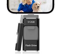 USB Stick for Phone 512 GB Memory Stick for iOS Password Protected Files 4 in 1 USB 3.0 Photostick Pendrive USB C for OTG Android/Laptop/PC/Pad, Data Copied with One Click