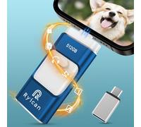 USB Stick for Phone Ryican 512 GB Memory Stick for iOS Password Protected Files 4 in 1 USB 3.0 Photostick Pendrive USB C for OTG Android/Laptop/PC/Pad, Data Copied with One Click (512G, Blue)
