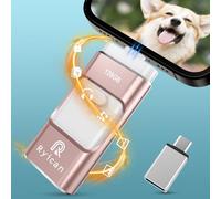 USB Stick for Phone Ryican 512 GB Memory Stick for iOS Password Protected Files 4-in-1 USB 3.0 Photostick Pendrive USB C for OTG Android/Laptop/PC/Pad, Data Copied with One Click (512G, Pink)