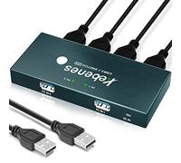 USB Switch 2 in 4 Out,USB 3.0 Switch 2 Computer Sharing 4 Devices for Keyboard, Mouse, Printer, Scanner,Hard Drive,Push Button Actuator,USB KVM Switch with 2 USB 3.0 Cable