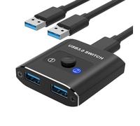 USB Switch, Bi-Directional USB Switcher, USB Splitter 1 in 2 Out/2 in 1 Out, Aluminum USB Switch 2 Computers Share 1 Device for Printer, Mouse, Keyboard, USB Sharing Switch with 2 USB 3.0 Cables
