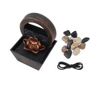 USB Tabletop Fountain with LED Lighting | Golden Flower Water Fountain for Home Office Decor | Relaxing Stone Waterfall for Living Room/Bedroom/Desk