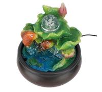 Usb Tabletop Fountain with Usb Tabletop Fountain, Indoor LED Lights, Wealth Attracting Resins Lotuss Koi Ornament Crafts for Home Living Room