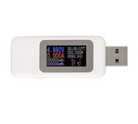 USB Tester, DC4-30V Charger Detector LCD Display Digital Voltmeter Ammeter Voltage Meter USB Tester Unit Support Fast 2.0 and 3.0(White)
