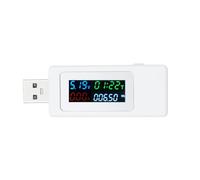USB Tester USB Power Meter Voltage Current Tester 4-30V 0-6.5A 0-195W Safety QC Fast Charging Voltmeter Ammeter Multimeter LCD Voltage Meter Tool for Charger Cable Battery