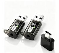 USB to 3.5mm Audio Adapter, USB A Sound Card with USB C OTG Adapter, External Stereo Headset Converter for PC Laptop Mac Switch PS5 PS4 (2 Pack + OTG Adapter)