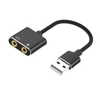 USB to 3.5mm Audio Adapters, USB to Aux External Sound Card Audio Converter with Dual TRS 3.5mm Headphone Microphone for PC Laptops Desktops