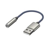 USB to 3.5mm Audio Cable USB A to 3.5mm Female External Stereo Sound Card Headphone Micphone Sound Adapter Silver&Blue