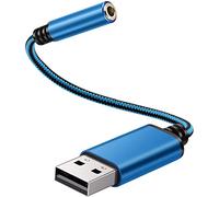 USB to 3.5mm Headphone Audio Adapter,External Stereo Sound Card for PC, Laptop,for,for Etc (0.6 Feet,Blue)