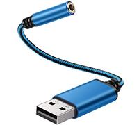 USB to 3.5mm Headphone Jack Audio Adapter, Support USB to TRRS 4-Pole 3.5 aux Port Headset, External Stereo Sound Card for PC, Laptop, PS4,Mac etc (0.6 Feet, Blue)