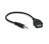 USB to 3.5mm Jack Adapter, AUX to USB Audio Converter Cable for Car Stereo, Audio/MP3/CD Player, External U Disk, Speaker | BLACK
