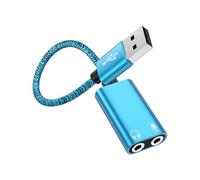 USB to 3.5mm Jack Adapter with Microphone Splitter, External Stereo Sound Card DAC for PC, PS5, Gaming Headset on Windows Mac - USB-A to Dual 3.5mm Y Cable for Recording, Live Stream, Discord