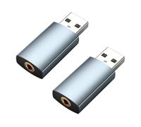 USB to 3.5mm Jack Audio Adapter [2 Pack] by MMOBIEL - Gaming Headphones USB-A Aux Adapter - Stereo Sound Card - USB to Headphone Jack - External TRRS Female Adapter USB for Windows, Mac, PS5, PS4