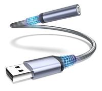 USB to 3.5mm Jack Audio Adapter, Audio Aux Cable External Stereo Sound Card, USB-A to 3.5mm TRRS Female Headset for PS4/PS5/Headphone/Mac/Linux/PC Windows/Laptop/Desktops/Docking Station/iOS (Gray)