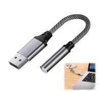 USB to 3.5mm Jack Audio Adapter, External Sound Card Gaming Headset USB Aux TRRS 4-pole Stereo Sound Card with DAC Compatible for PC Laptop Tablet Headphone, Red