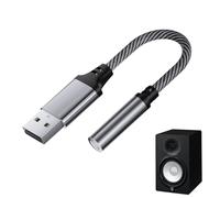 USB To 3.5mm Jack Audio Adapter,External Sound Card USB-A To Audio,Jack Adapter for PC Laptop Tablet Headphone PS4(Silvery, 15cm)