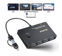 USB to 4 HDMI Adapter, Extend 4 HDMI Monitor Converter, Support Mirror/Extend Mode Compatible with Windows, M1/M2 Mac OS, with Black Screen Function