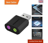 SABRENT USB to 3.5mm Jack Audio Adapter, External Sound Card, USB Headphone Adapter, Headset Adapter for PC, USB DAC with TRRS, Compatible with PC, MacBook, Laptop (AU-MMSA)